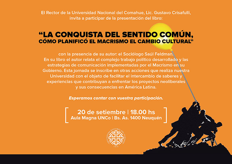 SE PRESENTA EL LIBRO "LA CONQUISTA DEL SENTIDO COMÚN" DE SAÚL FELDMAN